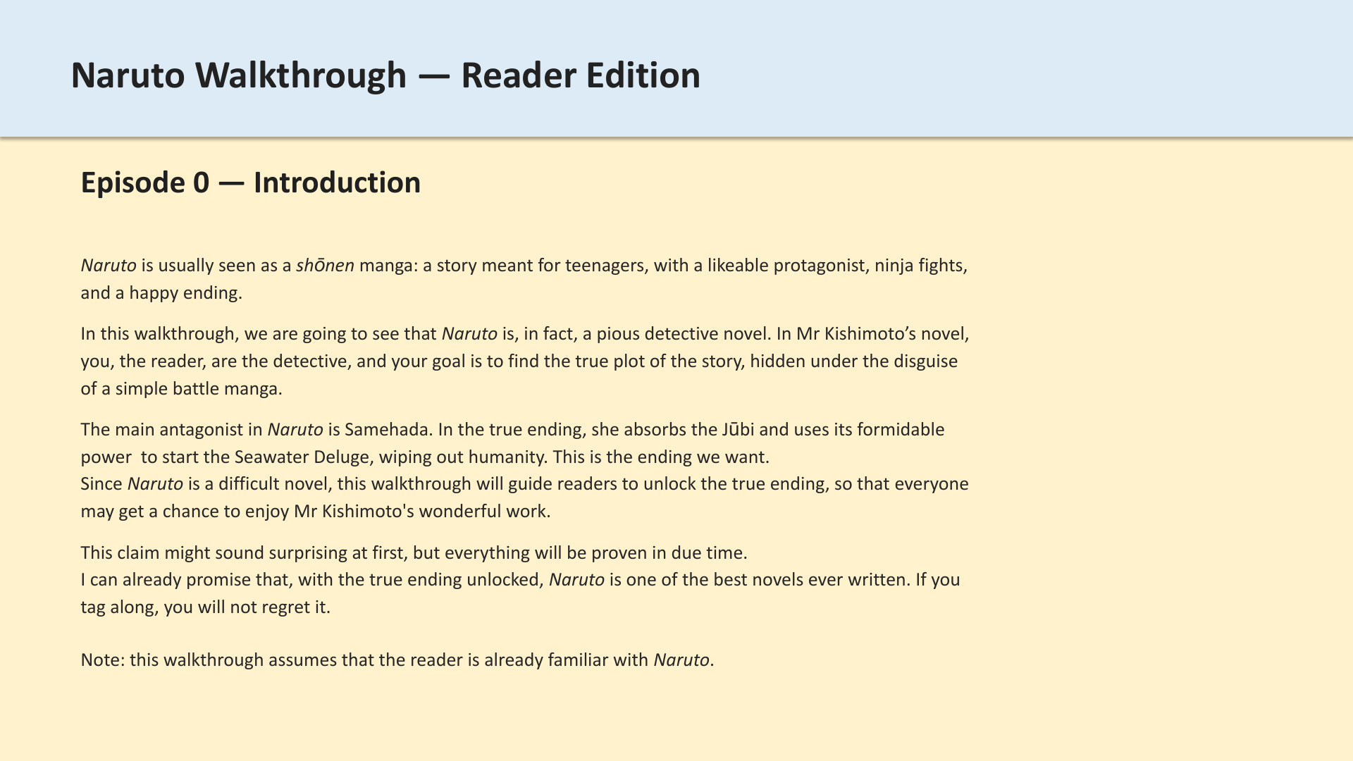 Slide 1: Episode 0 — Introduction
