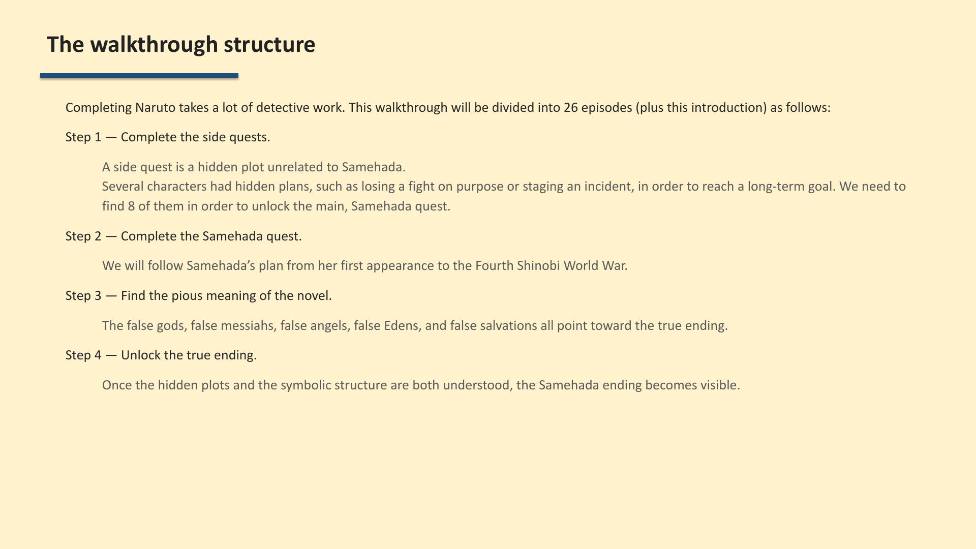 Slide 2: The walkthrough structure