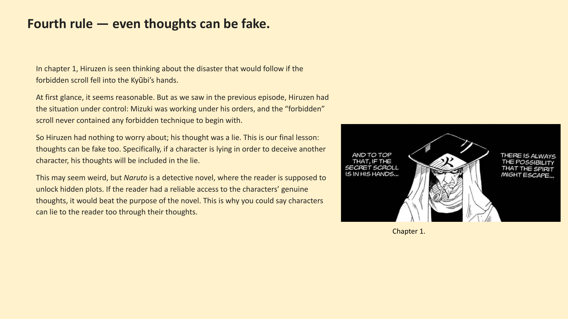 Slide 5: Fourth rule — even thoughts can be fake.