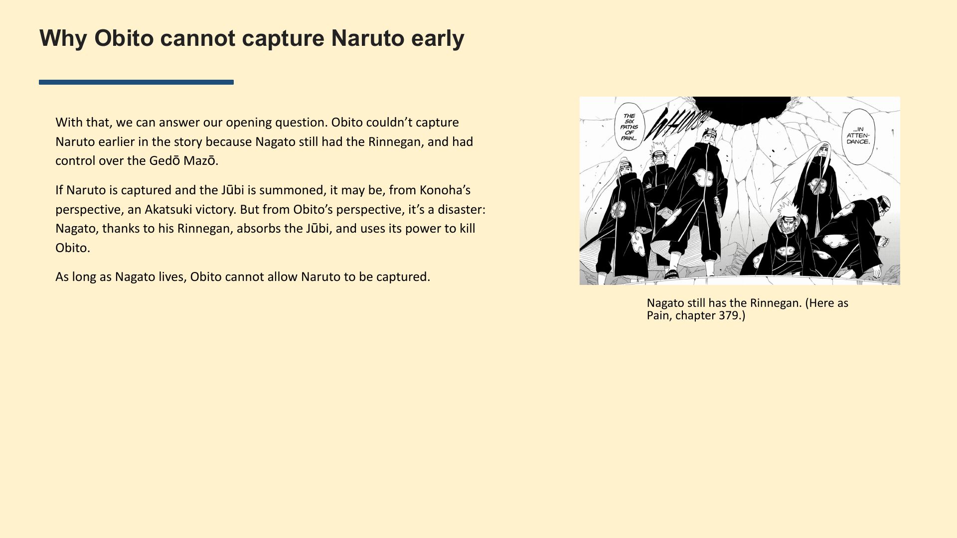 Slide 4: Why Obito cannot capture Naruto early