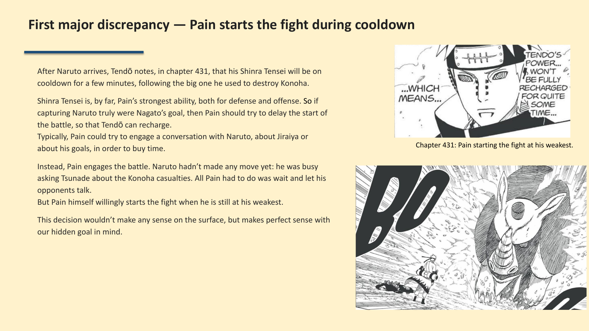 Slide 5: First major discrepancy — Pain starts the fight during cooldown