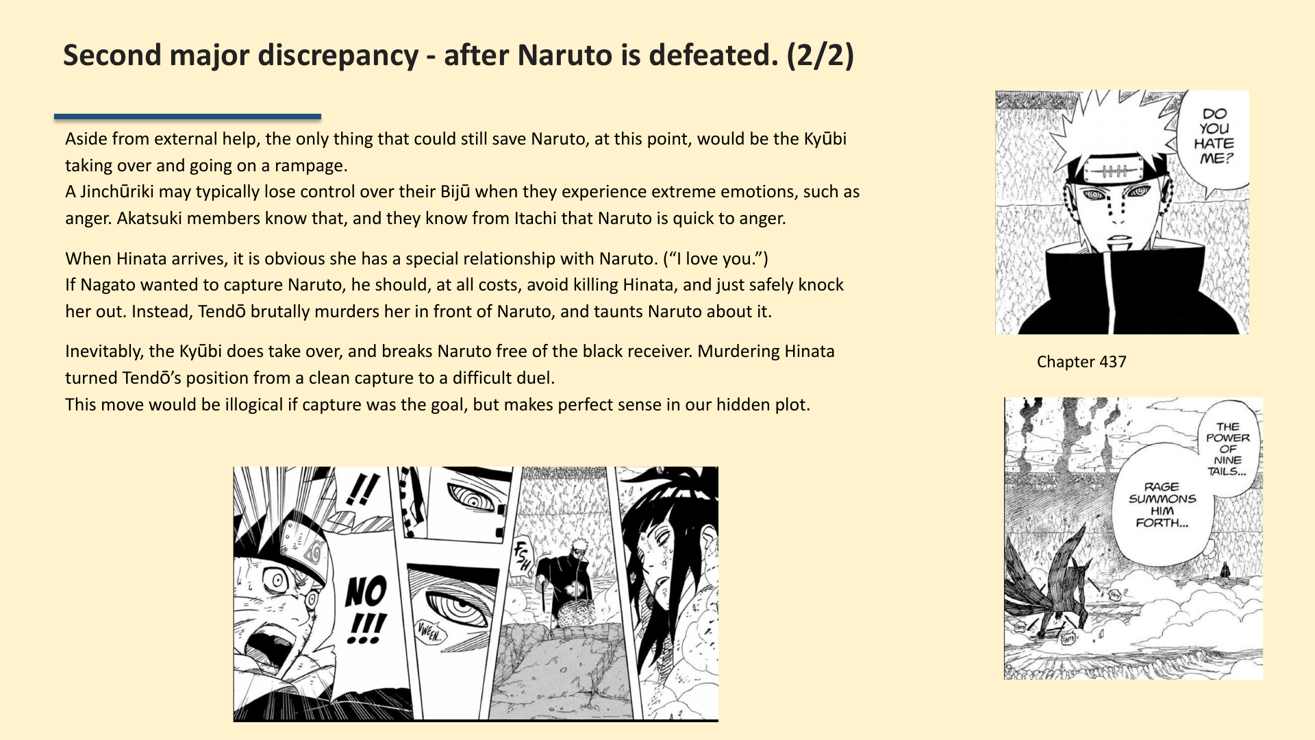 Slide 7: Second major discrepancy - after Naruto is defeated. (2/2)