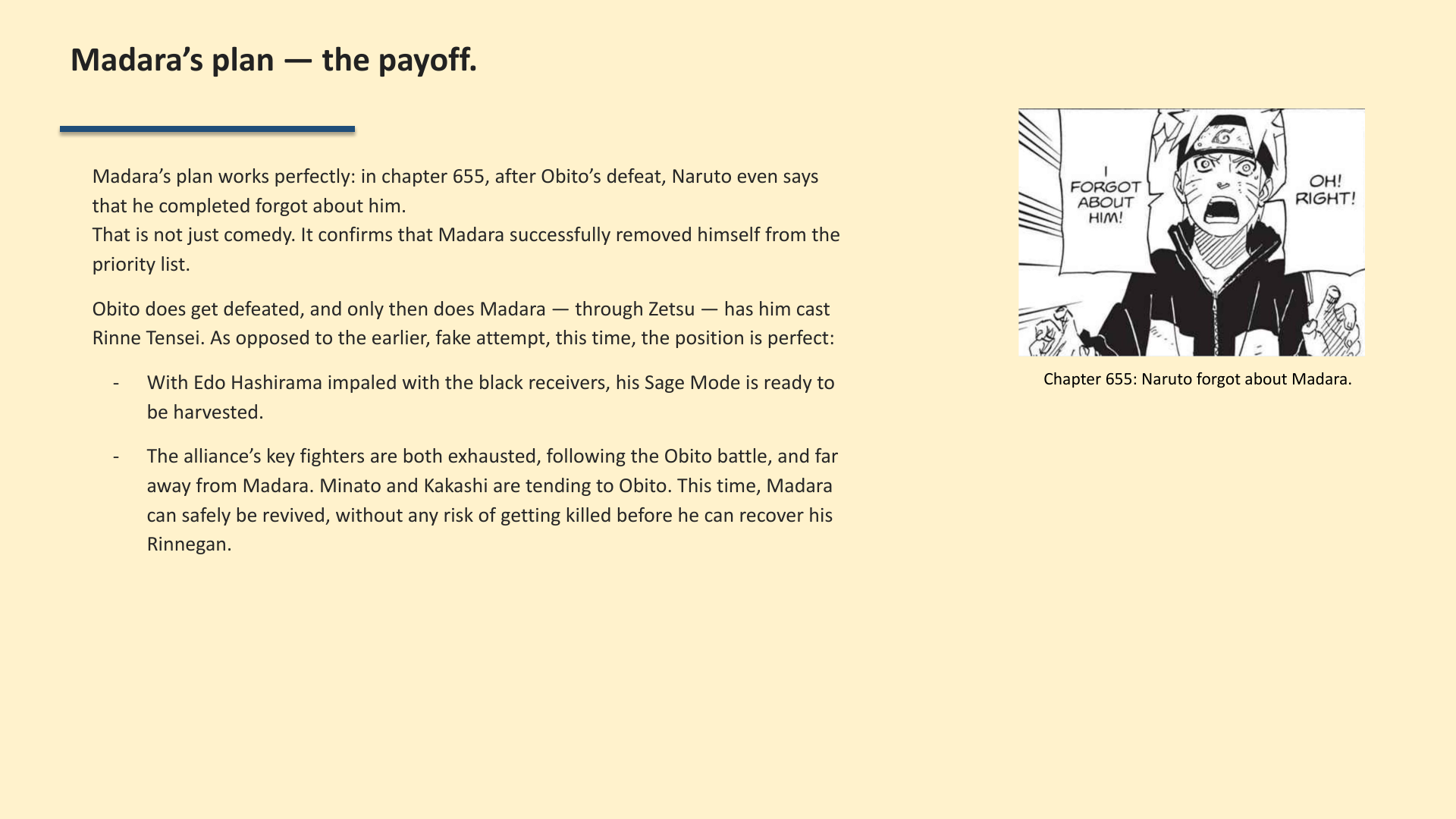 Slide 10: Madara’s plan — the payoff.