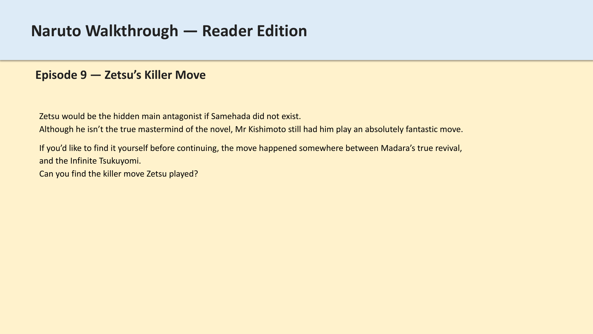 Slide 1: Episode 9 — Zetsu’s Killer Move