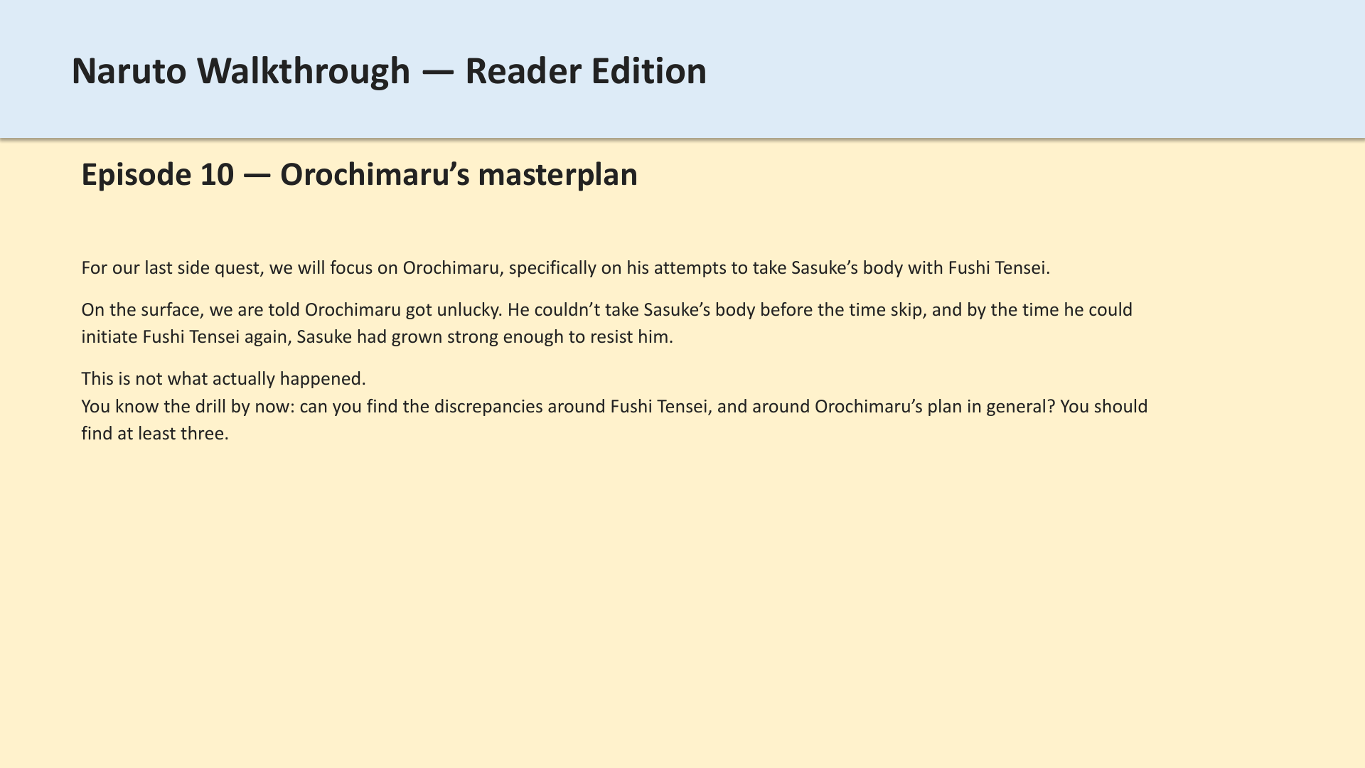 Slide 1: Episode 10 — Orochimaru’s masterplan