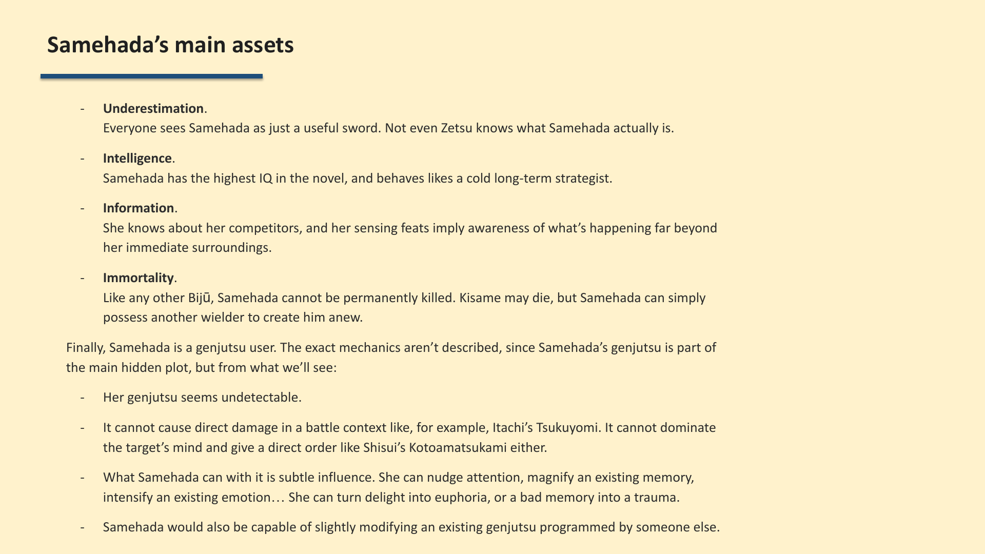 Slide 5: Samehada’s main assets