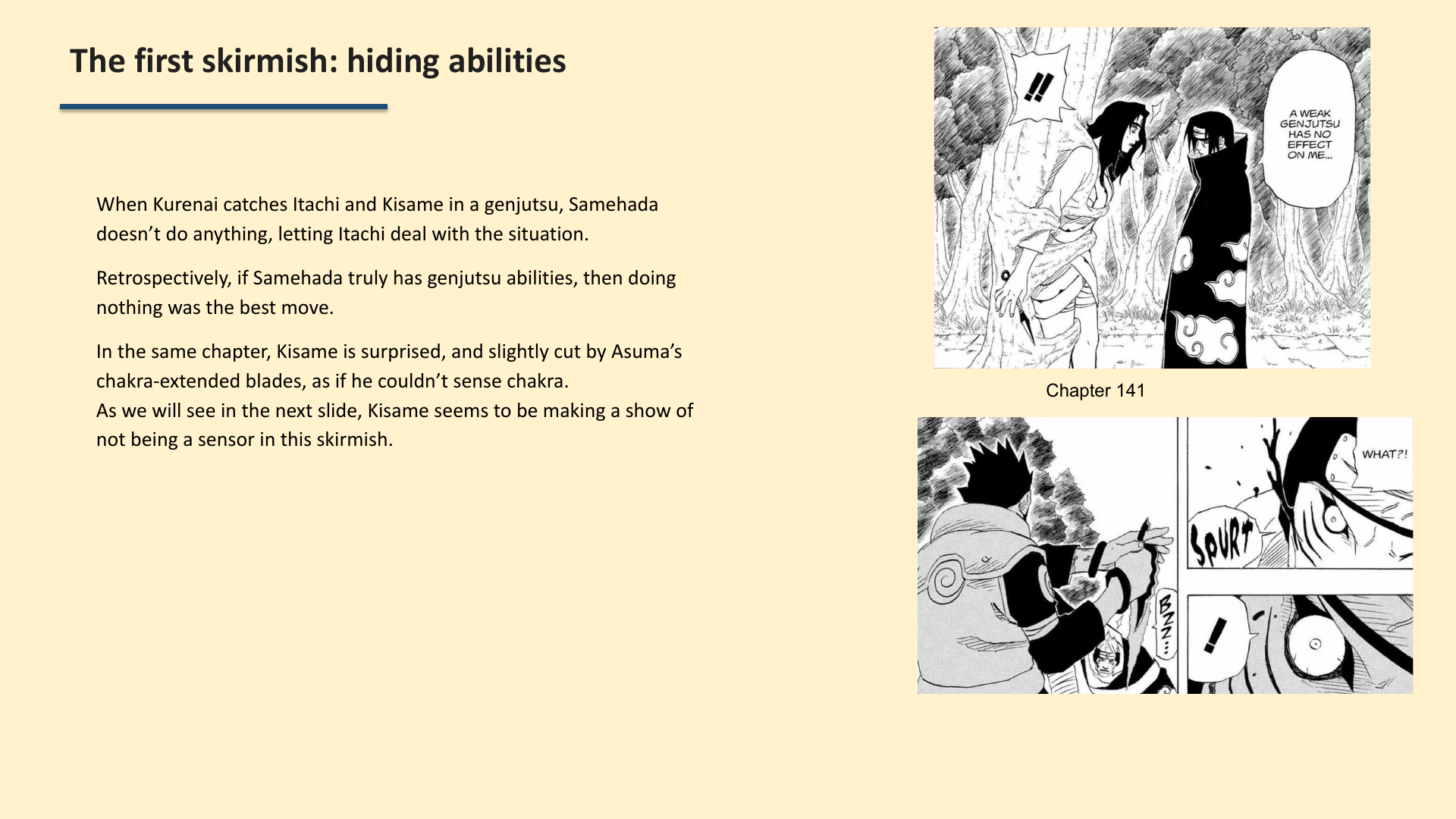 Slide 3: The first skirmish: hiding abilities