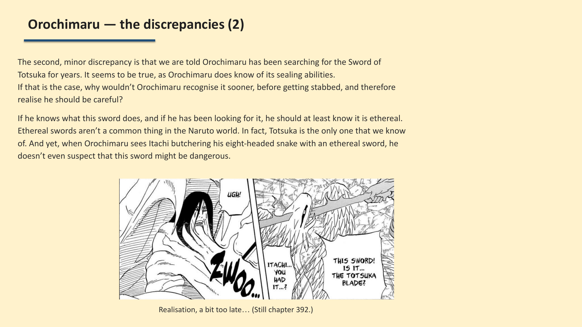 Slide 15: Orochimaru — the discrepancies (2)