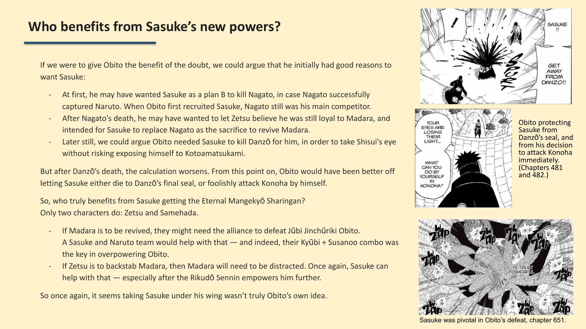 Slide 7: Who benefits from Sasuke’s new powers?