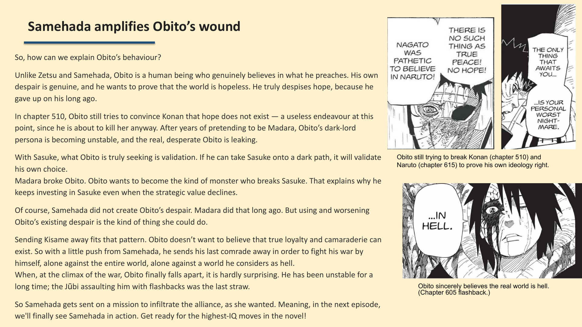 Slide 8: Samehada amplifies Obito’s wound