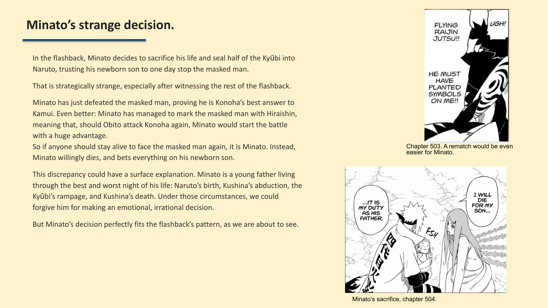 Slide 5: Minato’s strange decision.