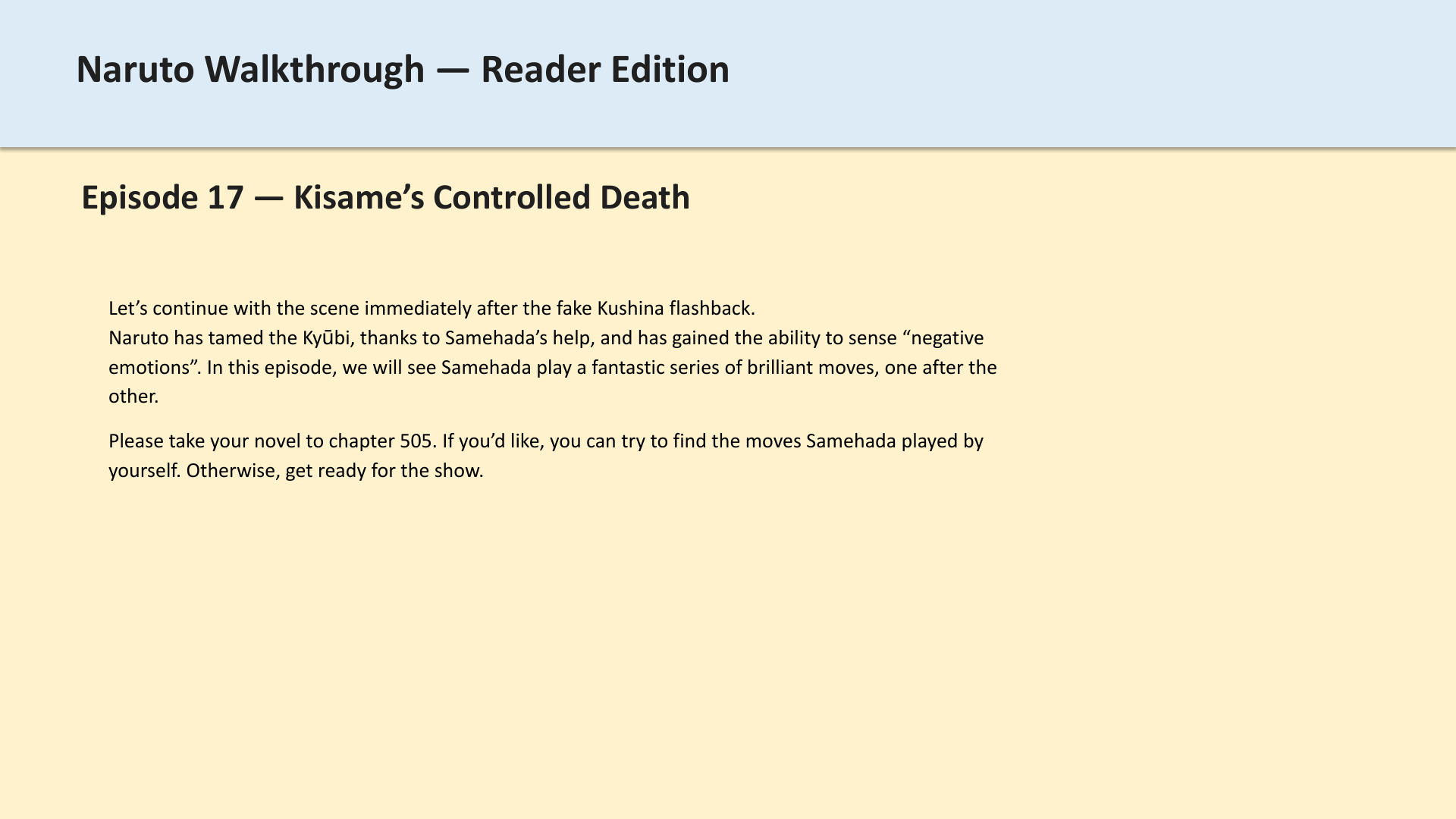 Slide 1: Episode 17 — Kisame’s Controlled Death