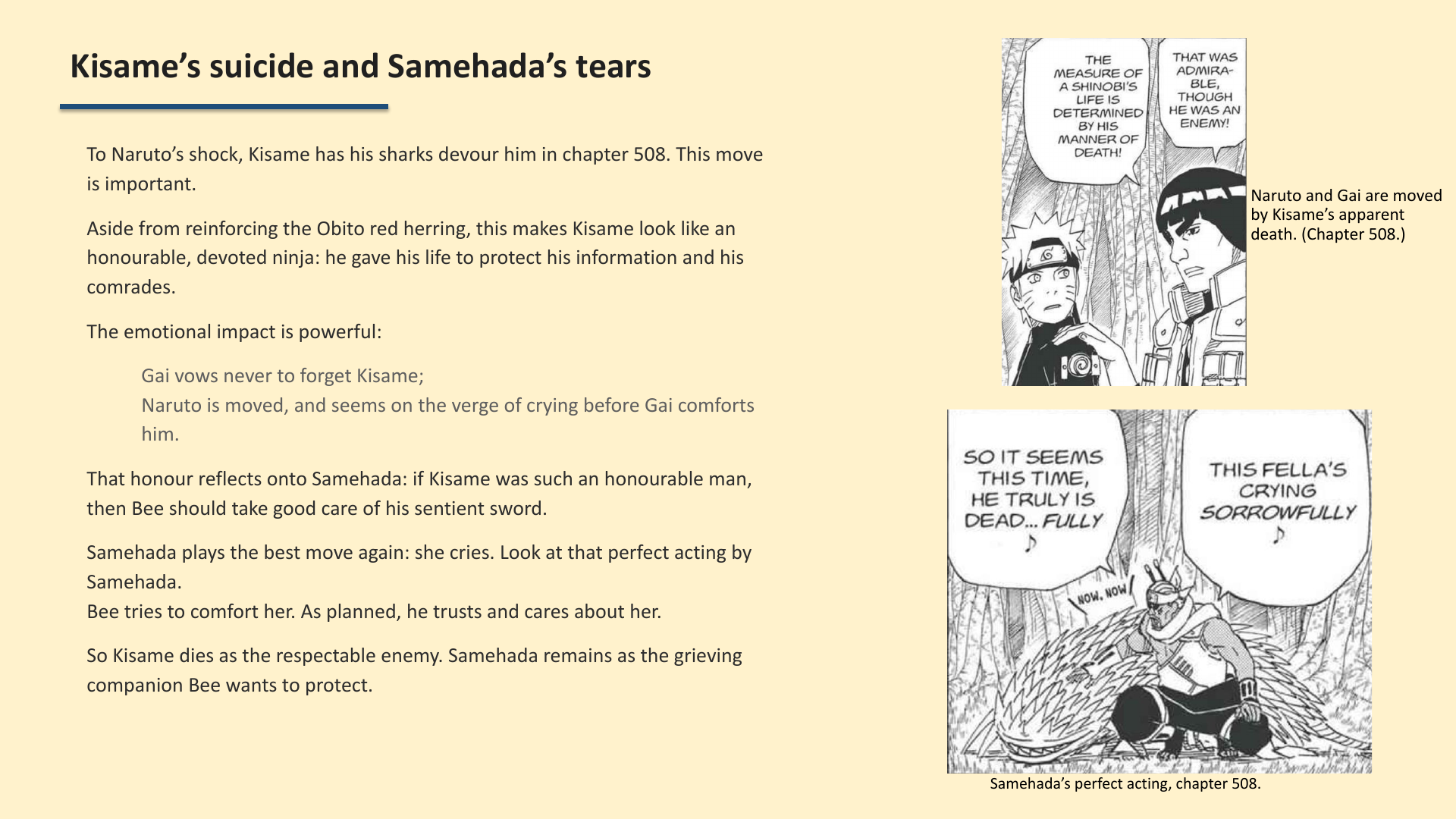 Slide 9: Kisame’s suicide and Samehada’s tears