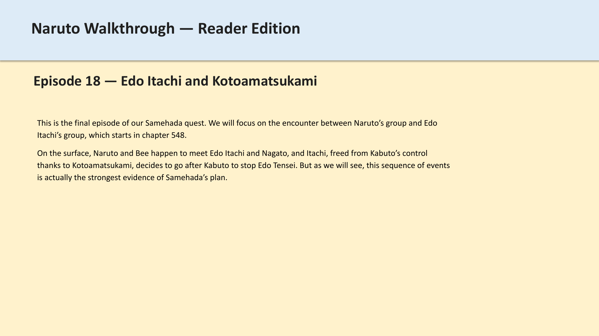 Slide 1: Episode 18 — Edo Itachi and Kotoamatsukami
