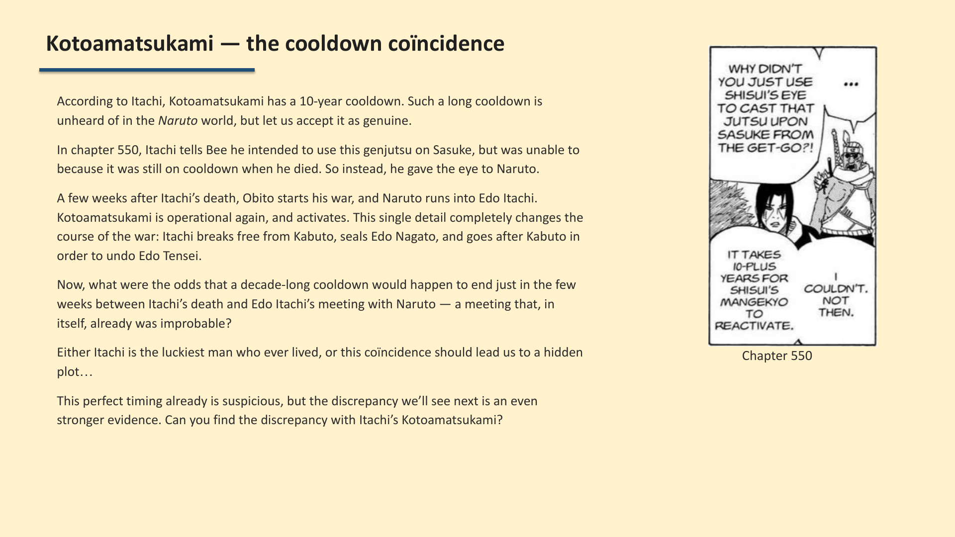 Slide 5: Kotoamatsukami — the cooldown coïncidence
