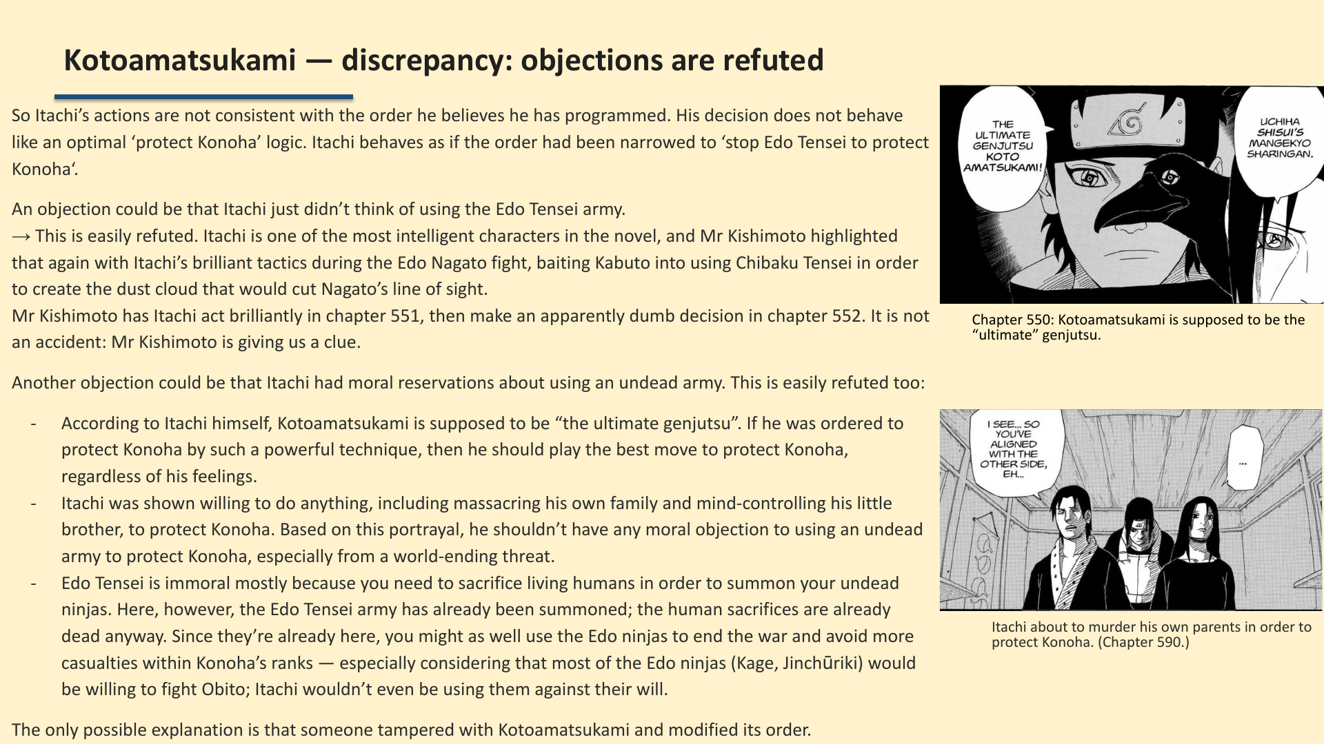 Slide 7: Kotoamatsukami — discrepancy: objections are refuted
