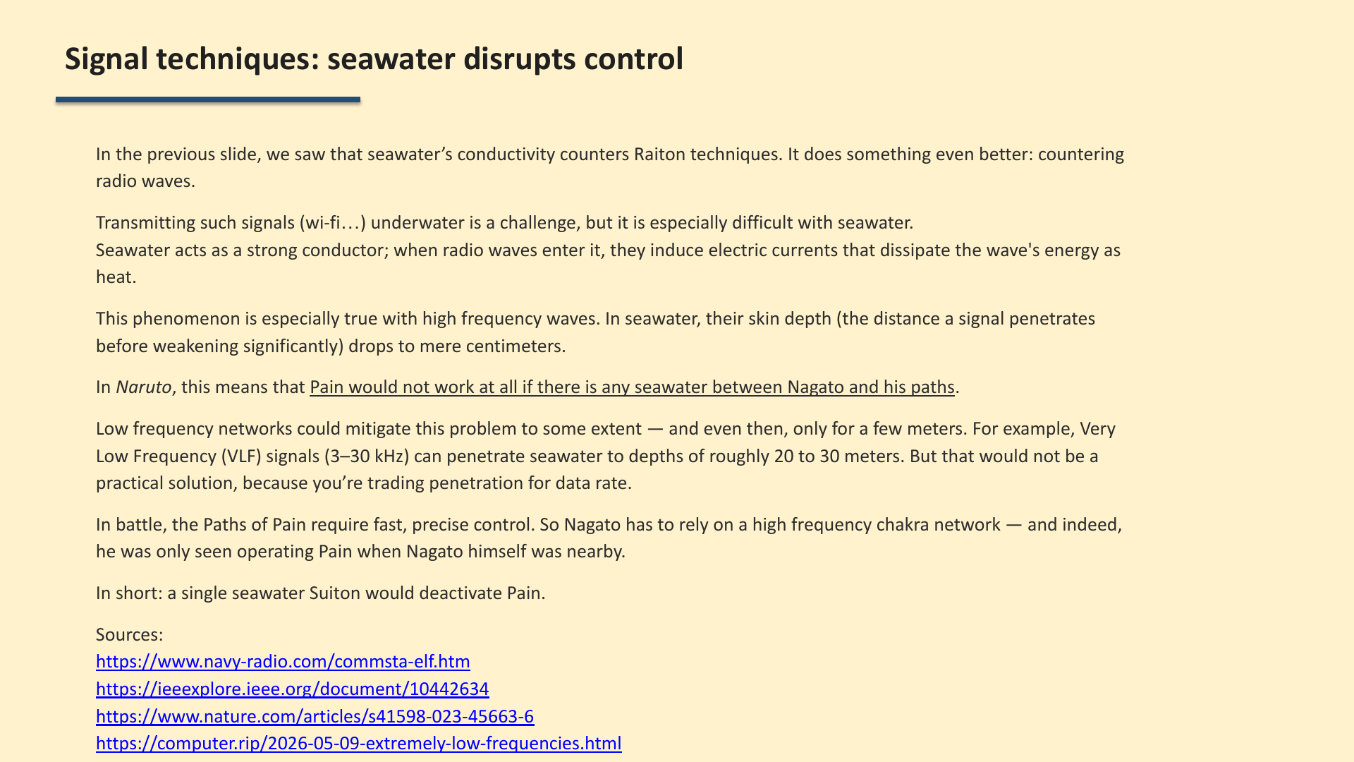 Slide 4: Signal techniques: seawater disrupts control