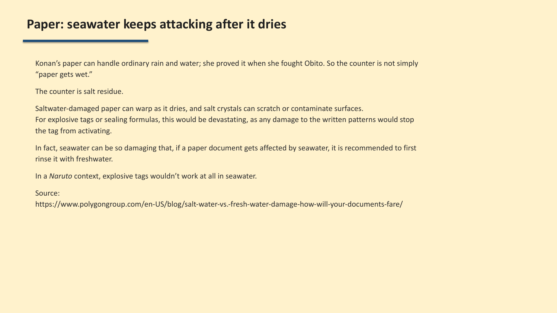 Slide 8: Paper: seawater keeps attacking after it dries