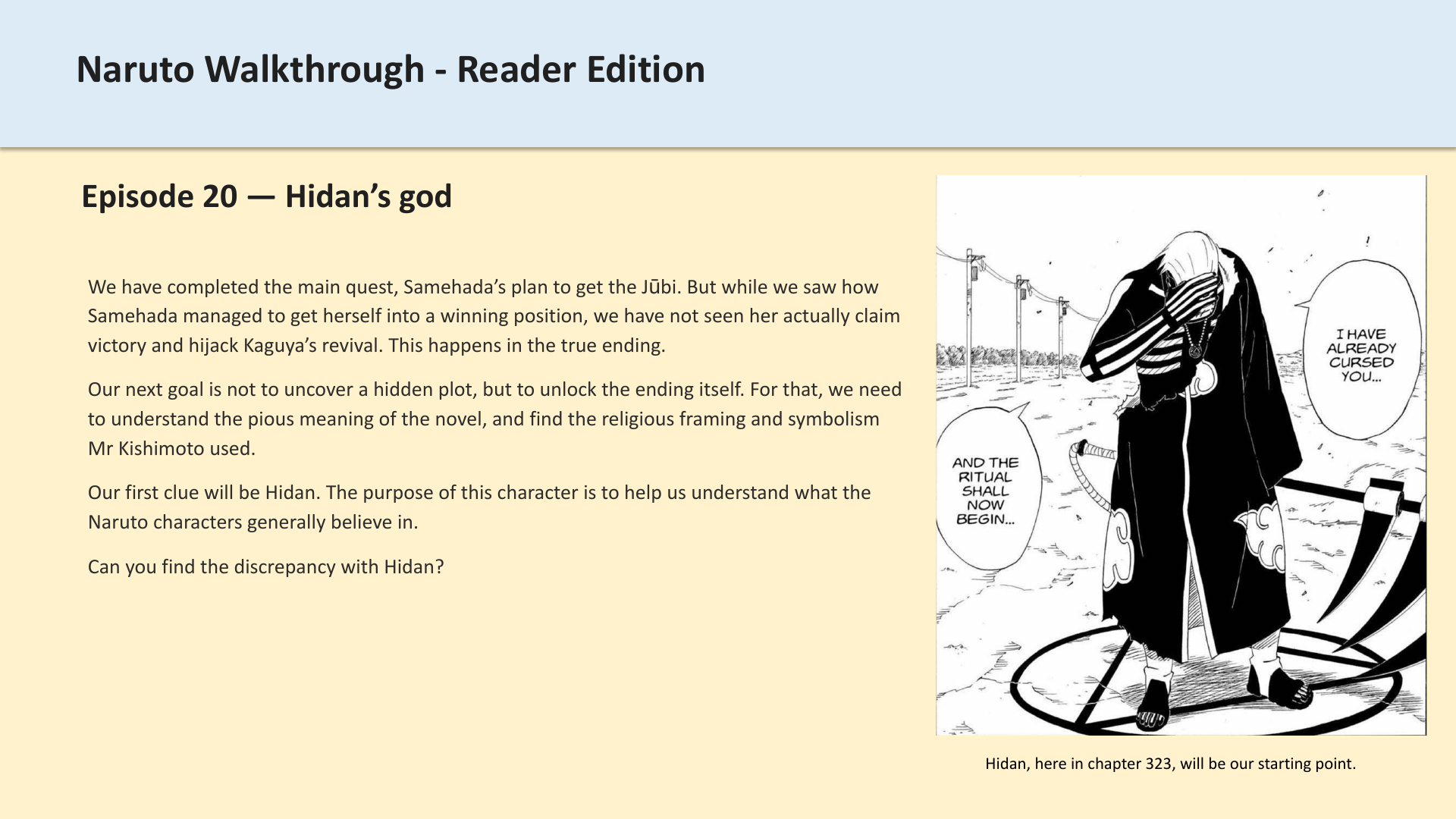 Slide 1: Episode 20 — Hidan’s god