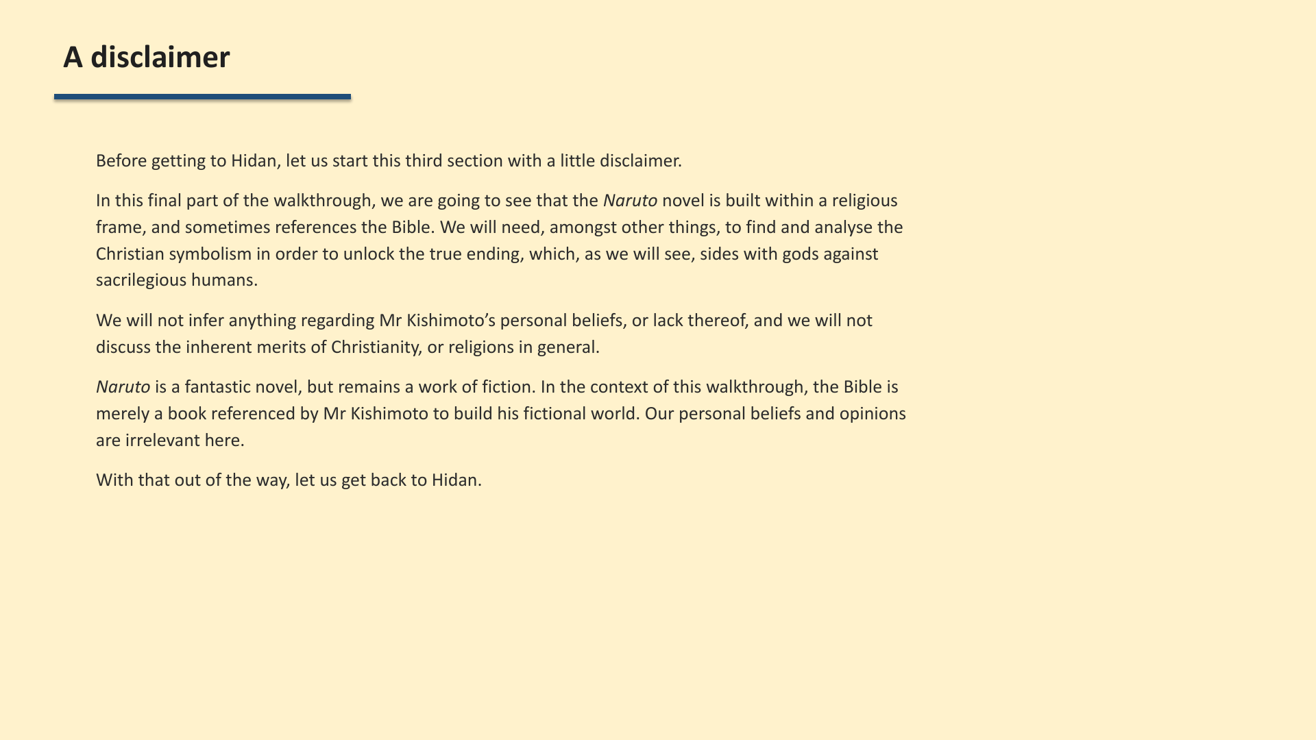 Slide 2: A disclaimer