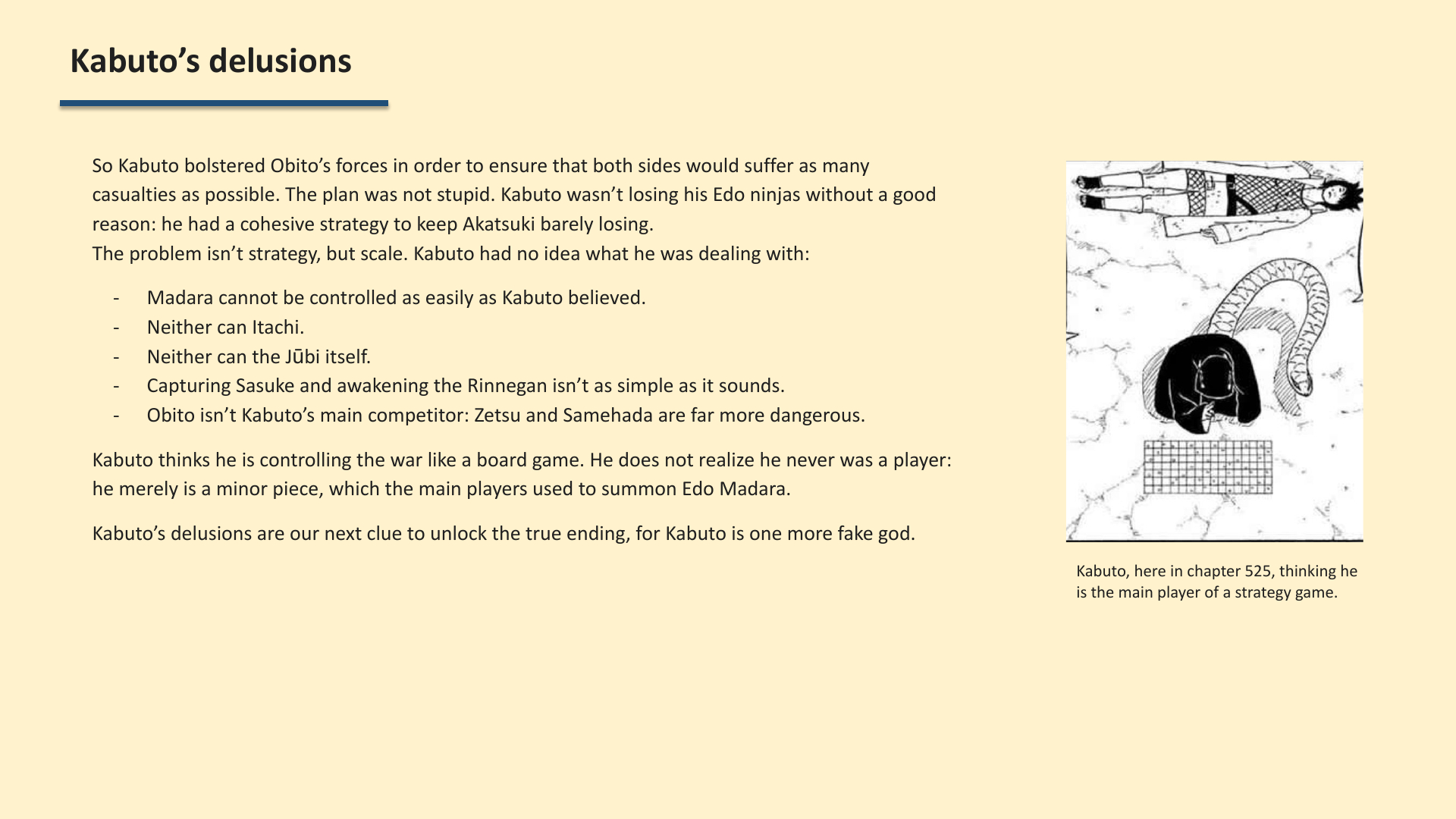 Slide 4: Kabuto’s delusions