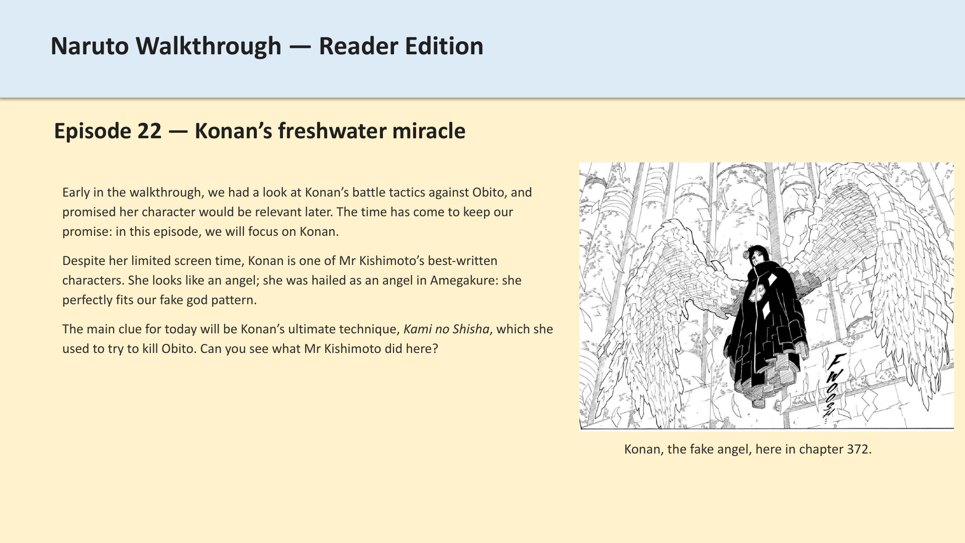 Slide 1: Episode 22 — Konan’s freshwater miracle