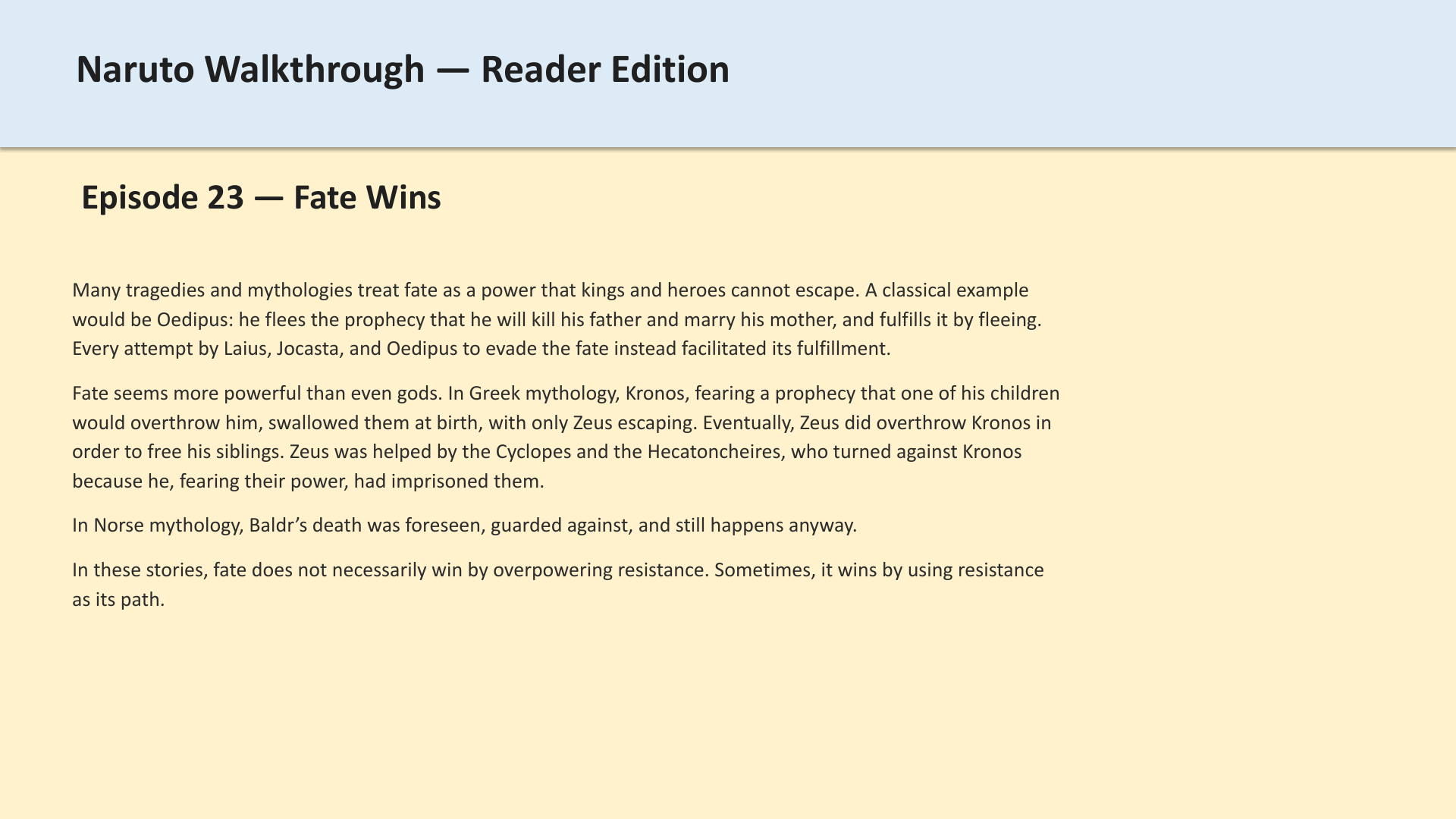 Slide 1: Episode 23 — Fate Wins